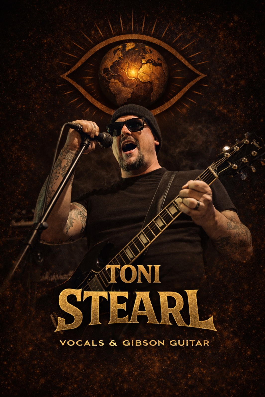 Toni of STEARL singing and playing guitar